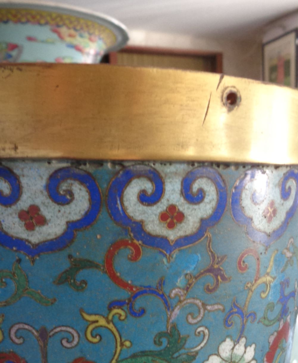 19th c. large Chinese cloisonne vase, 71cm (with some areas of re-touching) - Image 5 of 8