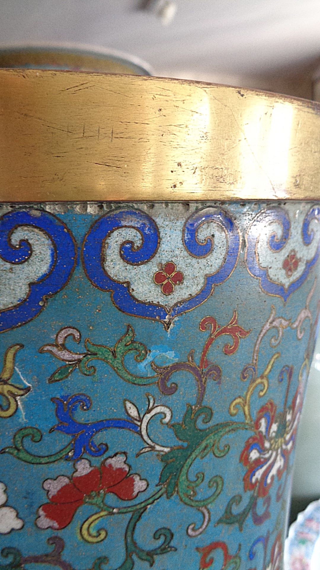 19th c. large Chinese cloisonne vase, 71cm (with some areas of re-touching) - Image 7 of 8