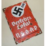 German enamel sign for the NSDAP (National Socialist German Workers Party), c. WW2