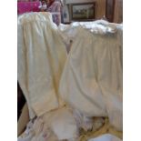 Collection of linen and lacework and two children's Christening gowns