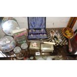 Assorted items inc. cutlery, glassware, trinket boxes, etc.