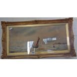 19th c. marine watercolour in gilt frame by Thomas Bush HARDY (1842-1897), gilt mounted, unsigned