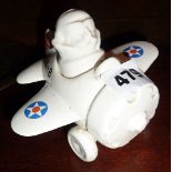 Retro aeroplane egg cup with pilot salt shaker