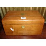 Victorian walnut stationery box having sloping top and brass inset handle, escutcheon with secret
