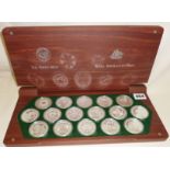 Perth Mint and Royal Australian Mint wood cased Sydney 2000 Olympic 16 silver coin collection