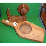 Treen model of a wool winder turned by Richard Tomalin and a Chinese wood biscuit mould