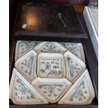 19th c. Chinese porcelain hors d'oeuvre set in wood box