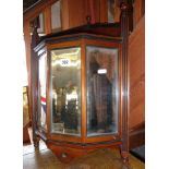 Victorian mahogany small corner cabinet having three bevelled edge mirror panelled door flanked by