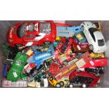 Large box of 'played with' diecast vehicles