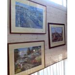 Three B.J. Freeman signed colour prints of steam trains