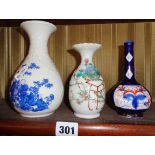 Three small Japanese porcelain vases