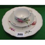 Meissen floral porcelain plate and a cup and saucer