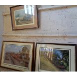 Three various colour prints of steam trains signed by B.J. Freeman