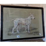 Pastel study of a white Bull Terrier by W. WASDELL-TRICKET, signed and dated 1931