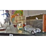 Roberts portable radio, a Durago Bugatti car, glassware, etc.