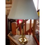 Brass column table lamp
