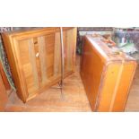 Pine wall or table top display cabinet and a vintage Samsonite suitcase
