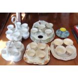 Minton "Lafayette" six egg cup stand, and four other china egg cup stands