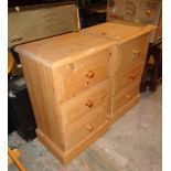 Pair of modern pine bedside chests of drawers