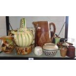 Assorted country pottery jugs and flagons, etc. (14), inc. a Doulton Lambeth pot