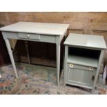 Painted pine side table and matching pot cupboard