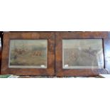 Pair of Alken sporting prints in burr walnut frames