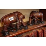 Pair of 19th c. Chinese carved elephants on stands