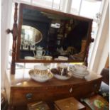 Georgian mahogany dressing table mirror having rectangular mirror on turned supports above bow-