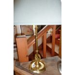 Brass column table lamp