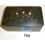 Antique Oriental lacquered box, late 19th century with figural design