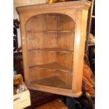 19th c. stripped pine corner shelves