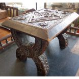 18th/19th c carved oak 'X'-frame footstool