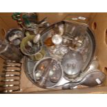 Large collection of assorted silver plated items including an Art Deco table cigarette box