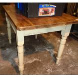 Pine kitchen table on painted turned legs (4' long)