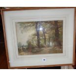 Watercolour of a woodland path, signed A McDONALD