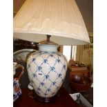 Large modern Chinese porcelain table lamp base and a large Masons water jug (A/F)