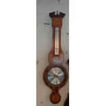 Reproduction inlaid walnut banjo barometer