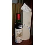 Complimentary Concorde flight bottle of Bordeaux red wine with box and card from the 1985 charter