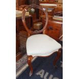 19th c. carved walnut balloon back dining chair with upholstered seat above cabriole legs