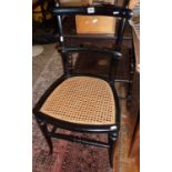 Victorian ebonised cane seat chair