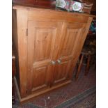 Pine two-door cupboard, 40" high x 30" wide x 15" deep