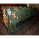 Pre-war painted aluminium suitcase with shipping labels