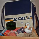 A vintage British Caledonian Airways flight bag together with a quantity of Star Wars Trading Cards