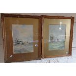 Aubrey RAMUS (1900-1930): A pair of marine watercolours in gilt frames, signed and dated 1919 (19" x
