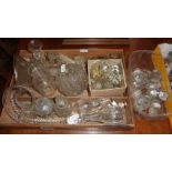 Assorted antique cut-glass decanter stoppers, bottles etc