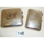 Two hallmarked silver cigarette cases, approx 5 troy oz