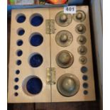 Set of Brass Weights in wooden case