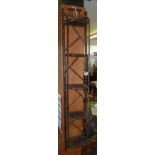 1920's lacquer and bamboo hanging Oriental wall shelves together with similar plant stand