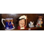 Allertons Toby Jug, a Royal Doulton Porthos character jug, a Shorter & Son Father Neptune jug and