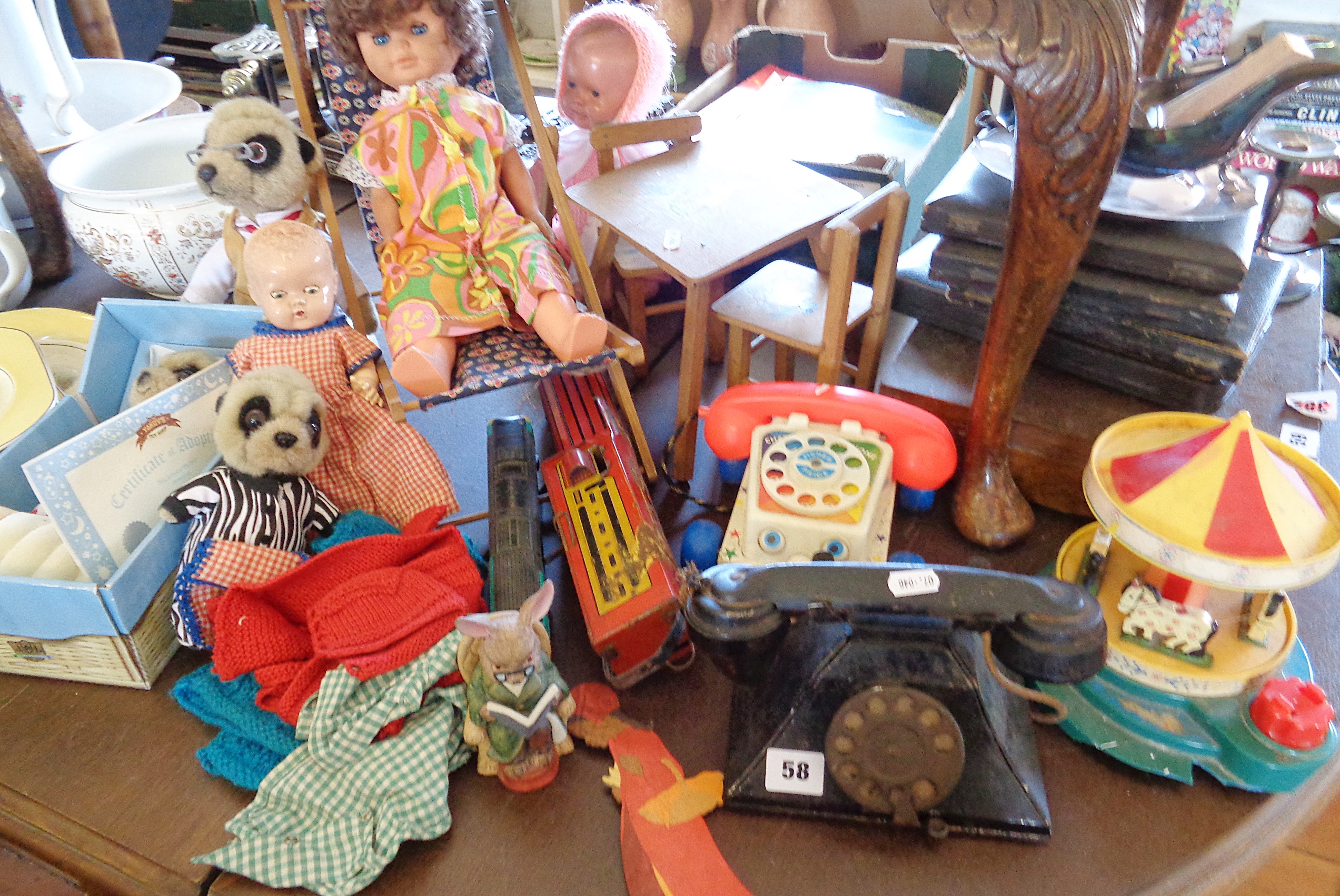 Assorted toys and dolls, inc. tin-plate telephone